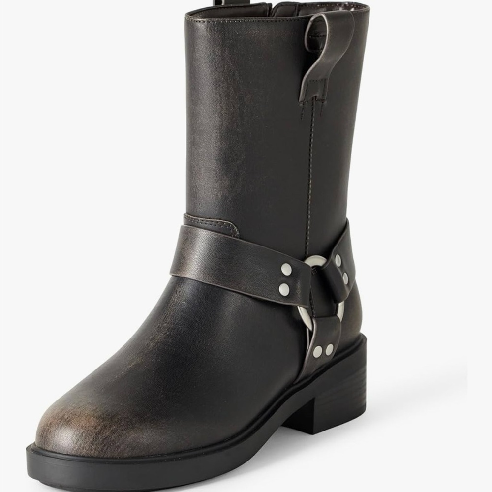 The Drop Women's Lilith Short Moto Boot with Buckles Biker size 5.5
